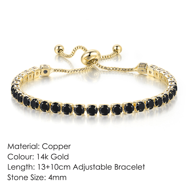 Luxury Adjustable Tennis Bracelets For Women Christmas Gift Rainbow Zircon Rose Gold Color Chain Jewelry Korean H056