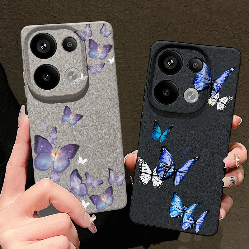 Butterfly Design Leather Texture TPU Phone Case