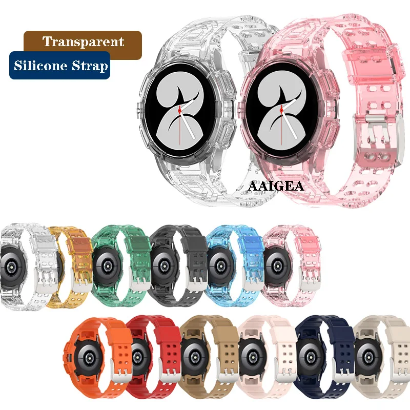 

Clear Band + Case Transparent Silicone Strap for Samsung Galaxy Watch 4/5/6 40mm 44mm Watch4 Watch5