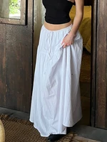 Summer Chic Women Y2k Vintage Maxi Skirt Fairycore High Waisted Tiered Swing Skirt Ruffle Aline Skirt E-girl Korean Streetwear 2