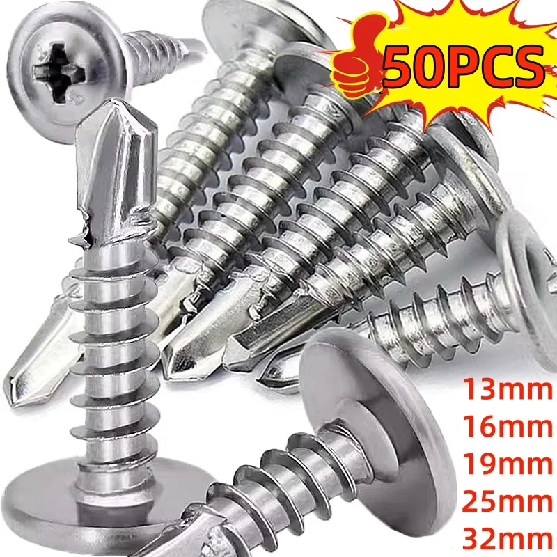 Viti Autoperforanti M4.2 Testa Piatta Phillips In Acciaio Inox 410, Lunghezza 13-50mm