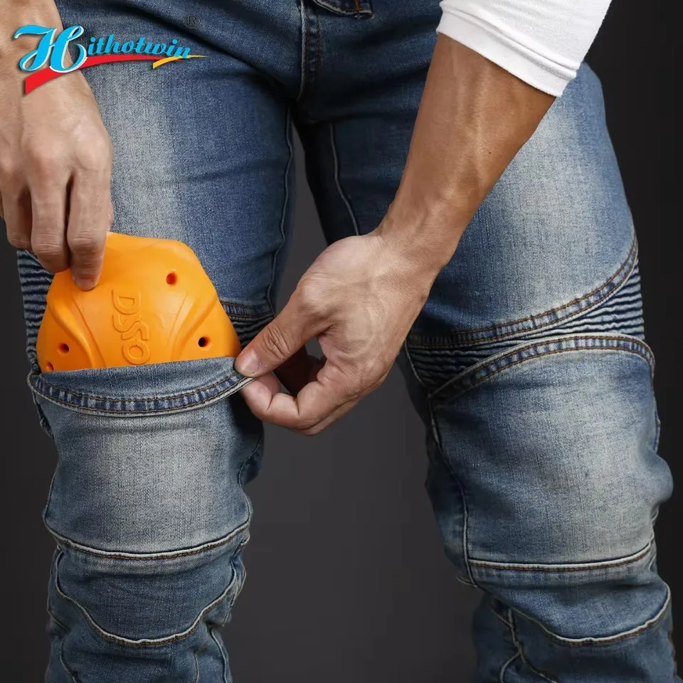 남성용 무릎 및 엉덩이 보호 기능이 있는 오토바이 청바지, 모토크로스 라이딩 기어, 내마모성 바지