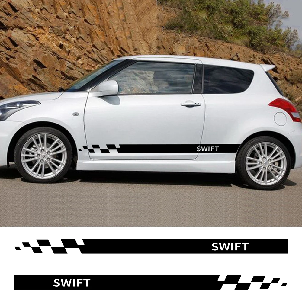 

2PCS SWIFT Auto Door Side Decal Stickers for Suzuki Swift Cars Skirt Stripes Captivating Car Vinyl Sport Body Decor Sticker