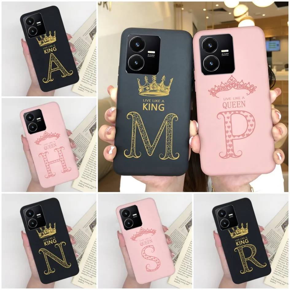 Luxury Fashion Matte Crown Alphabet Pattern Soft Phone Cover