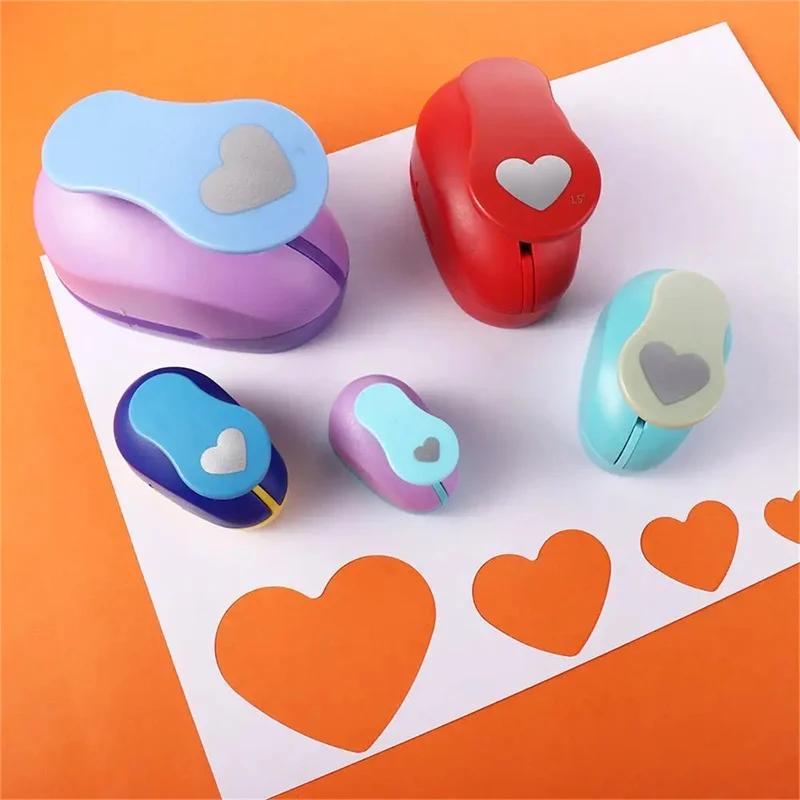 Paper Cutter Hole Punching Tools Paper Craft Punch Paper Punch Embossing Maker 8/15/25/38/50mm Random Color Heart Punch DIY Embossing Punches Scrapbooking Machine Paper Cutting Hole Punch Rounder Cutter