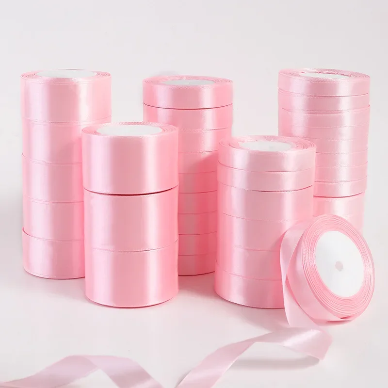 Elegant Pink Silk Satin Ribbon - 25 Yards for DIY Crafts, Gift Wrapping & Special Occasions