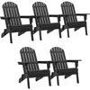 300LBS Solid Wood Folding Adirondack Chair Set of 5 Outdoor,Weather Resistant,Fire Pit Lounge Chairs for Garden,Black 1