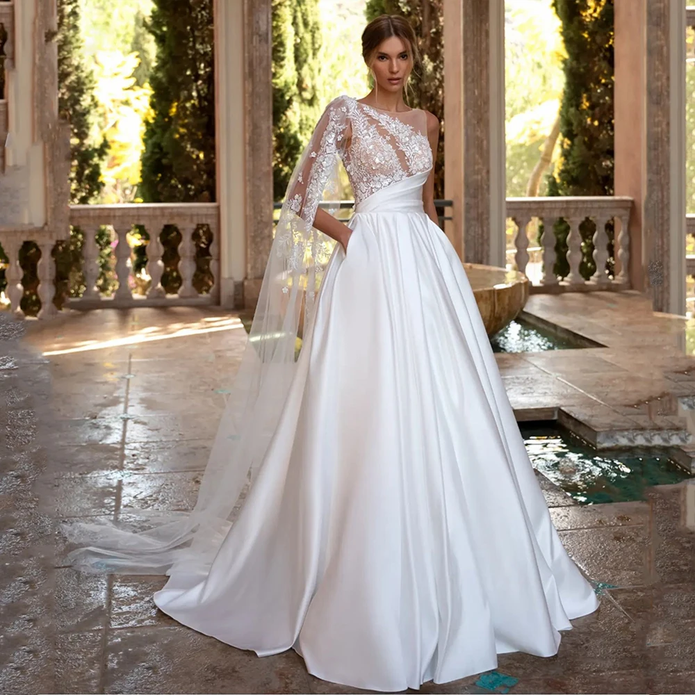 Exquisite A-Line Wedding Dresses For Women Lace Printing Bridal Gowns Sexy Appliques Backless Vestidos De Noiva 2024 Customized 3