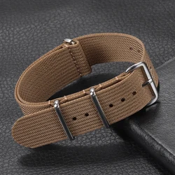 Versatile Ribbed Nylon Watch Strap - Unisex Nylon Bracelet for Military Style Watches (Dark Khaki)