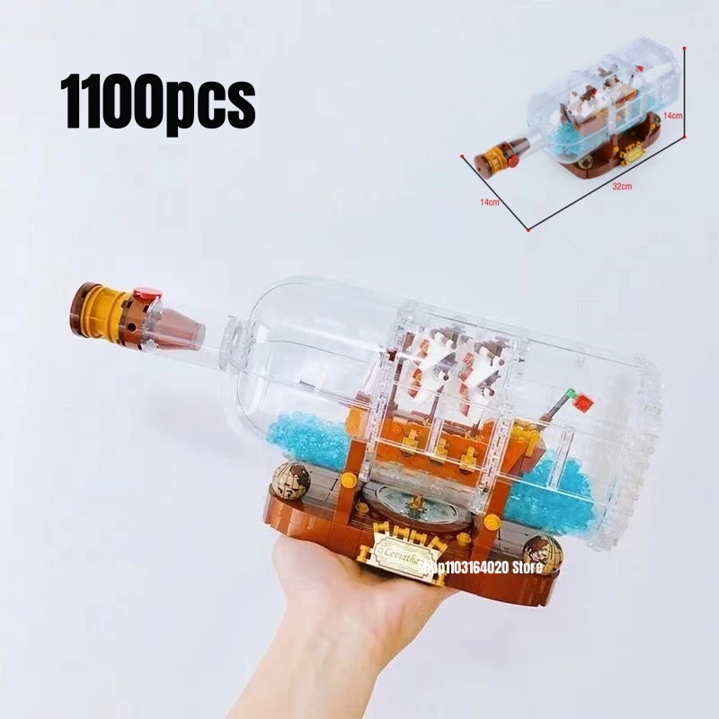 1100 Pezzi Nave In Una Bottiglia Building Blocks Modello Di Barca A Vela Fit 21313 Giocattoli Per Bambini Regalo Di Natale