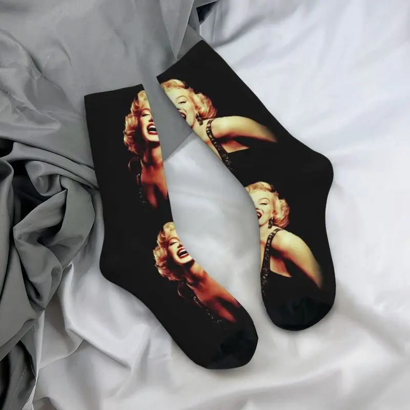 Novelty Print Monroe Marilyns Sexy Golden Girl Socks for Men Women Stretchy Summer Autumn Winter Crew Socks