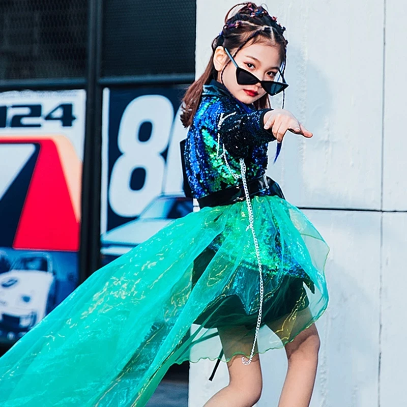 

Modern fashion stage show kids Suit Dance Costume Performance Stage Outfits Girls Jazz Catwalk Tide Wear