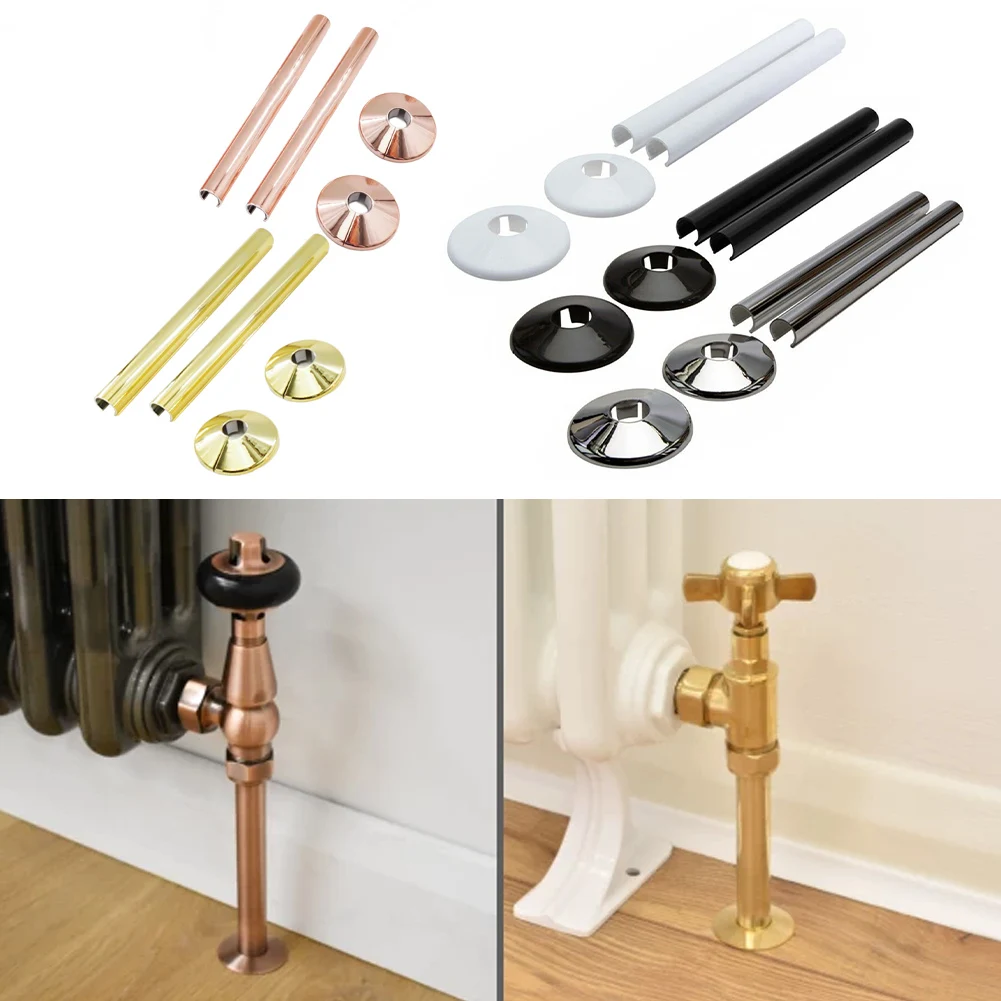 Elegance To Your Radiators 2 Pk Pipes Radiator Pipe Covers Sleeve 15mm Collars Cut Fit Bathroom Chrome Home Improvement