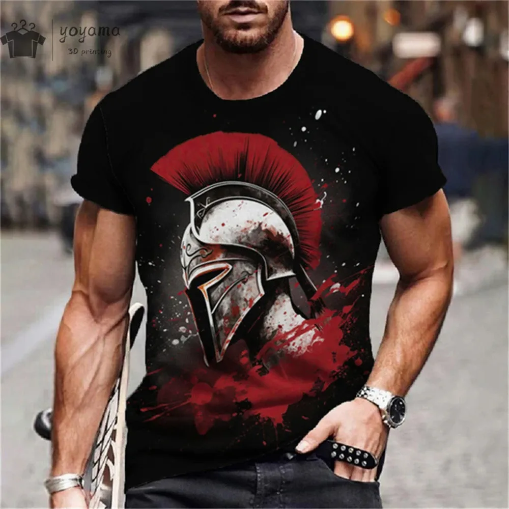 

Fashion Trend Spartan Warrior 3D Print T Shirt For Men Harajuku Vintage Clothes Summer Casual O-neck Short Sleeve Loose Top