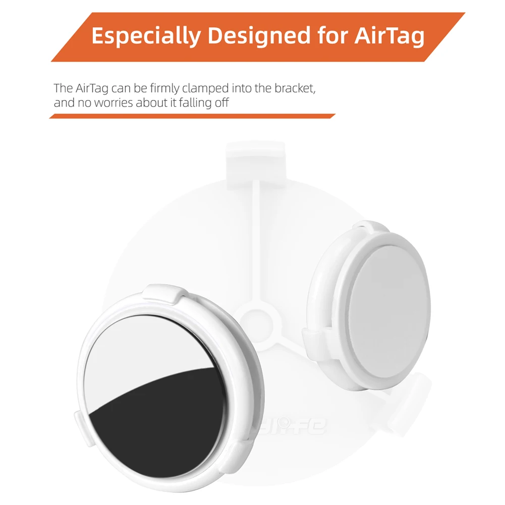 Support drone anti-perte pour AirTag installé sur un DJI FPV, avec câble de fixation visible.