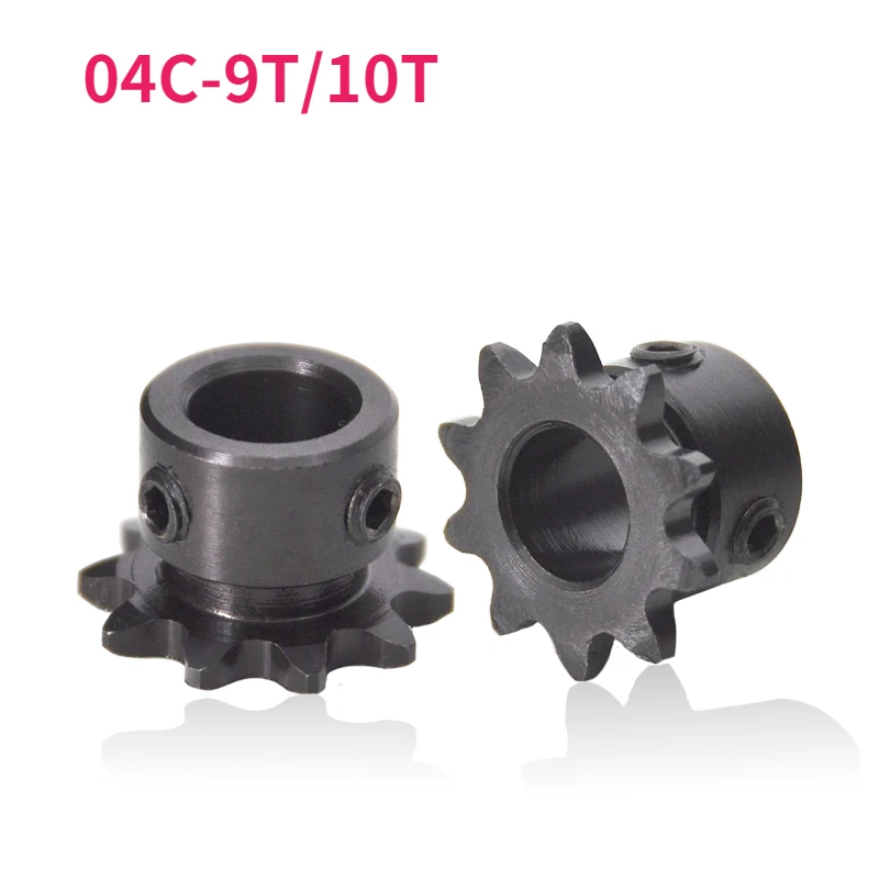 Chain Gear 1pcs 04C 45# Steel 9T/10T Teeth Industrial Sprocket Wheel With Top Wire Bore 5/6/8/10mm transmission gear industrial drive sprocket