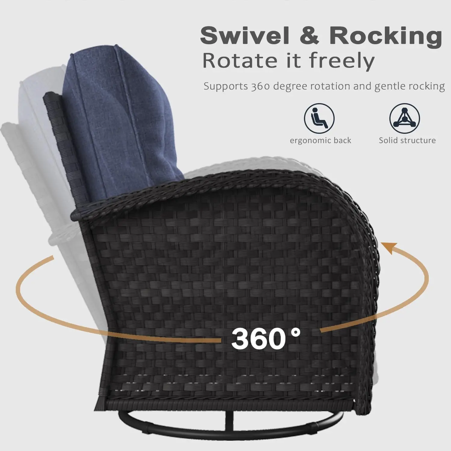 10 Pieces Outdoor Patio Furniture Set with Fire Pit Table, Rattan Wicker Sectional Swivel Rocker Chairs Sets