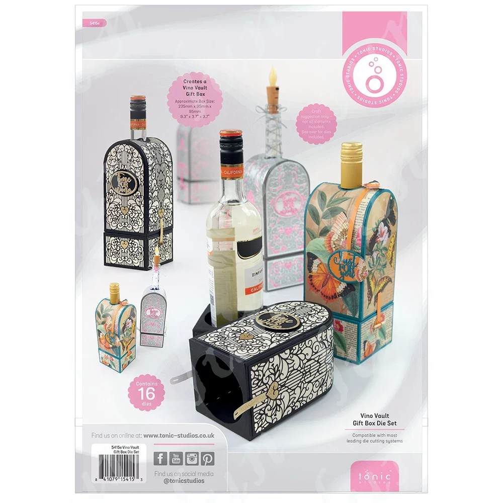 

Vino Vault Подарочная коробка, металлические высекальные штампы, искусственное украшение, шаблон для тиснения, сделай сам, поздравительная открытка ручной работы