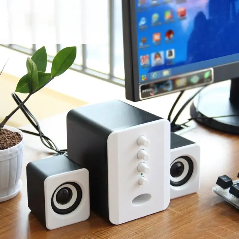 USB Subwoofer Speaker System Wired Computer Speakers for DJ Music Movies Gaming Multimedia Laptops Computer
