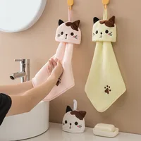 Cute Cartoon Coral Fleece Hand Towel Absorbent Hangable Shape Hand Towel Household Kitchen Cartoon Hanging Towel Cleaning Cloth 1