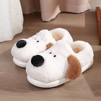 Winter Couple Style Concise Solid Color Wrap Heels Plush Slippers Non-slip Warm Flip Flops Women Men Home Casual Cotton Shoes 2