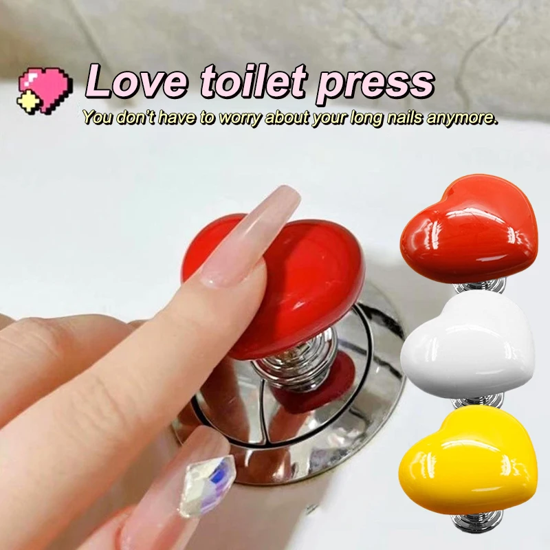 

1/2Pcs Colorful Heart Shaped Toilet Press Button Water Tank Push Switch Assistant Cabinet Door Drawer Handle