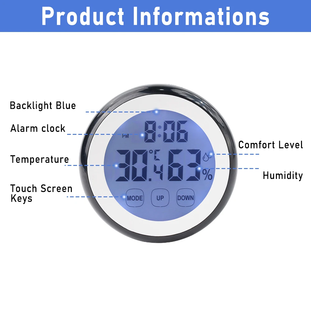 LED Large Digital Wall Clock Temperature Humidity Time Function Backlight For Bedroom Home Decor
