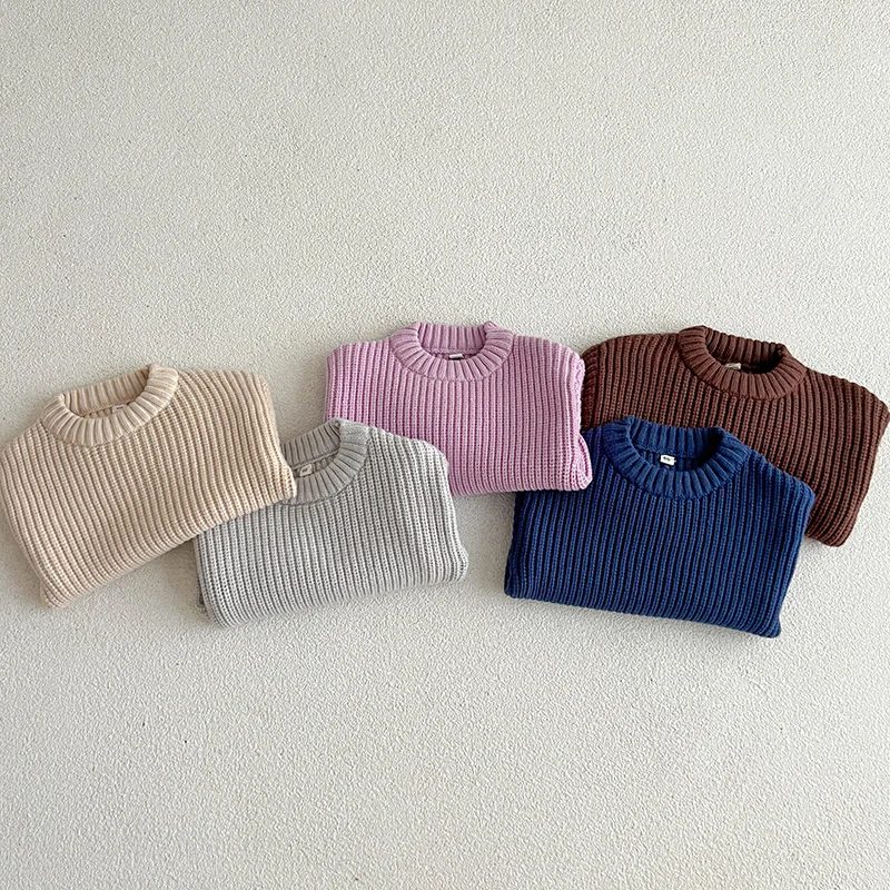 Kids Sweater Baby Boys Girls Knit Cotton Long Sleeve Pullover Tops 0-6Y