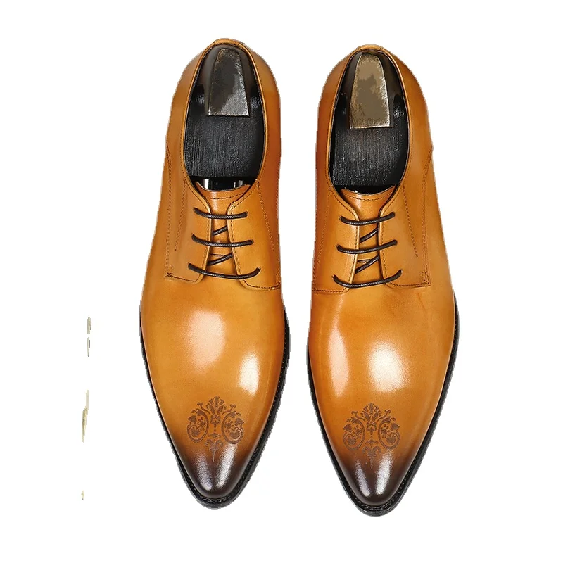 

2829-1 New Fashion Men's Leather Spring Business Casual Cowhide Young Men's Wedding Shoes