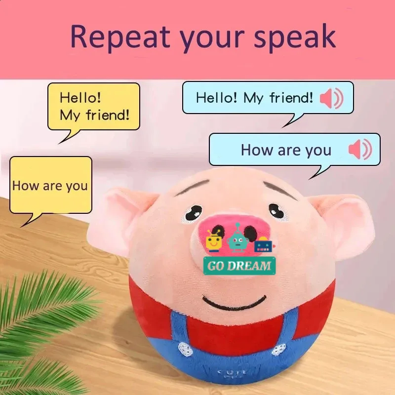 Dancing Talking Pig Bouncing Ball For Baby Educational Toys Can Singing Learning Electric Plush Montessori Interactive Toy Gifts