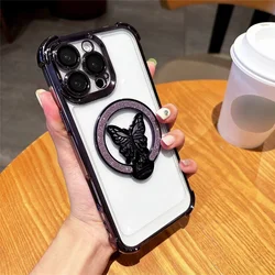 Luxury Glitter Rhinestones Butterfly Stand Phone Case with Electroplated Space Cover for Redmi Note 14 (5G) (3)