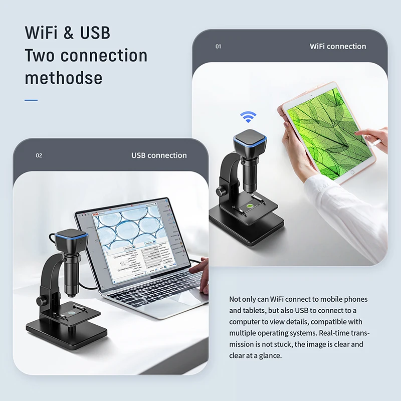 2000X Biological Microscope Dual Lens WiFi USB Digital Microscope Wireless HD Endoscope Camera With 11 LED for IOS Android PC 3