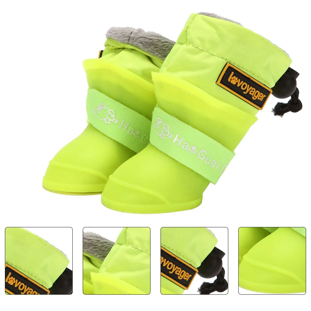 

4Pcs Rain Shoes Waterproof Rain Snow Non- Paw Protectors Shoes Booties for Puppy Cat Small Pets Outdoor ( Fluorescent Green )