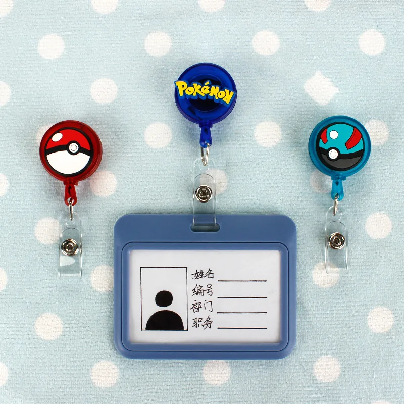 Colorful Pokemon Poke Ball Pikachu Silica Gel 60cm Retractable Badge Reel  Nurse Student Exhibition ID Card Clips Badge Holder