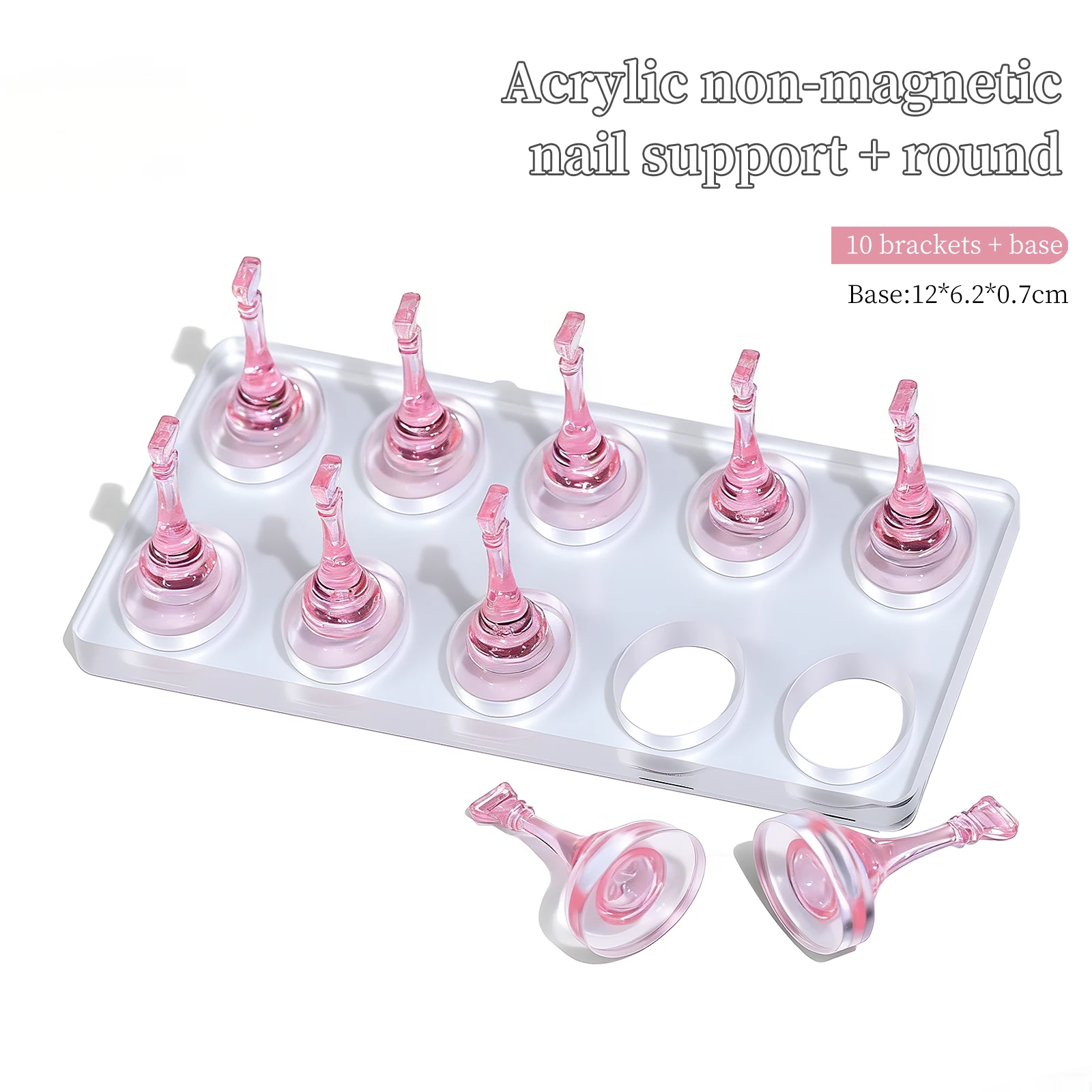 INS-Style Magnetfreier Nagelständer, 5/10 Fächer Acryl-Nagel-Displayhalter, Wiederverwendbarer Maniküre-Übungsständer für Aufklebenägel – Detail 16
