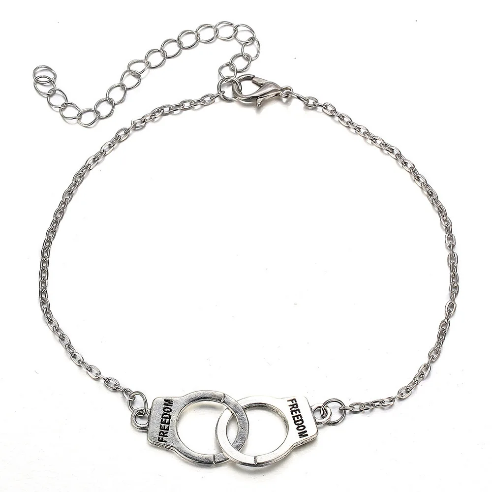 Exaggerated Fashion Trend Silver Beach Double Layer Single Layer Handcuff Anklet For Women Personality Body Chain Jewelry anklet bracelets silver anklets ankle chain body chain