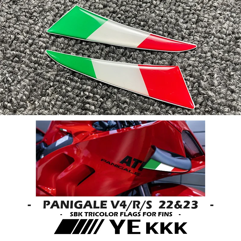 For DUCATI PANIGALE V4 V4S V4R 2022 2023 New SBK Tricolor Flags For Fins Airplane 3D Sticker Decal V4 Tricolor