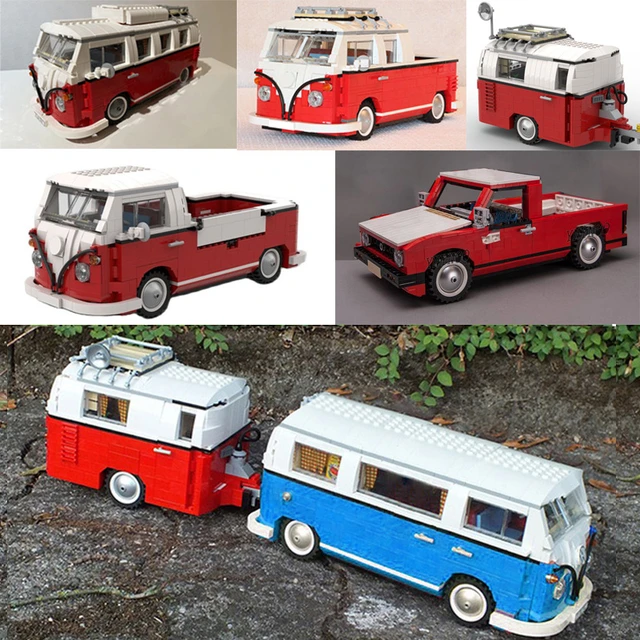 New T1 Doka 10220 Vw T1 Camper Van Modified Truck Moc Building Blocks Car  Model Bricks Bus 21001 Diy Toys For Children Gifts - Blocks - AliExpress