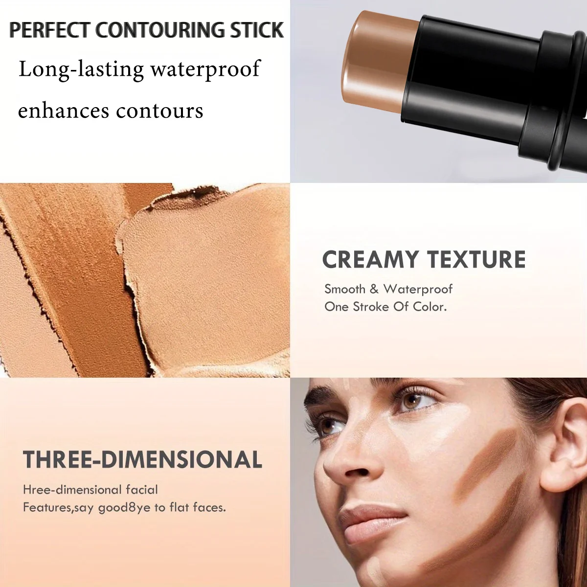 Set completo di trucco per il viso da 4 pezzi: 1 correttore + 1 cipria + 1 contorno + 1 spugnetta. Cosmetici per il viso impeccabili, opachi, impermeabili e morbidi. - immagine 4