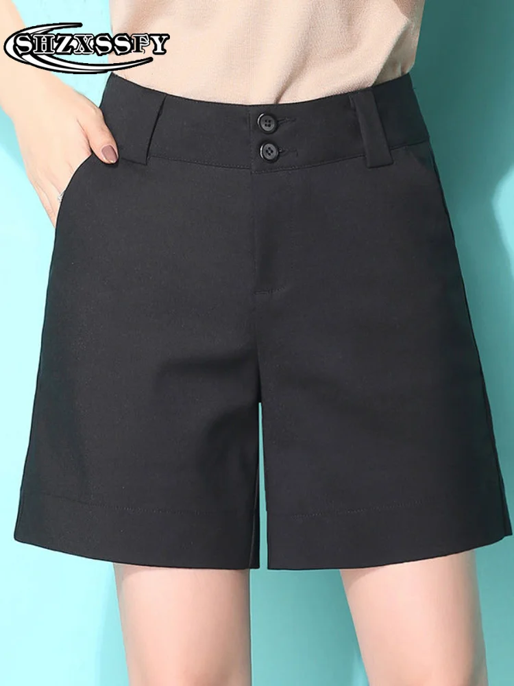 Casual Womens Shorts Button Fly Solid High Waist Women's Shorts for Summer Korean Cotton Green Oversize Fashion Women's Shorts