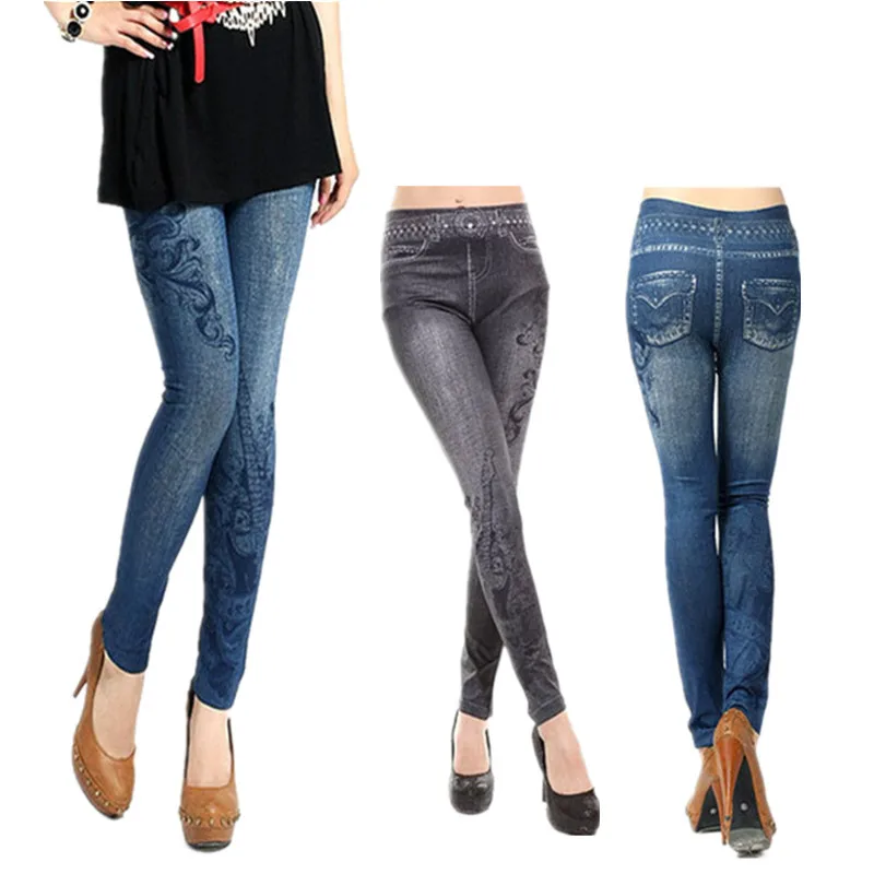 DOIAESKV Women's Skinny Denim Leggings Stretchy Slim Leggings Comfortable Fashion Sexy Jean Pants 4