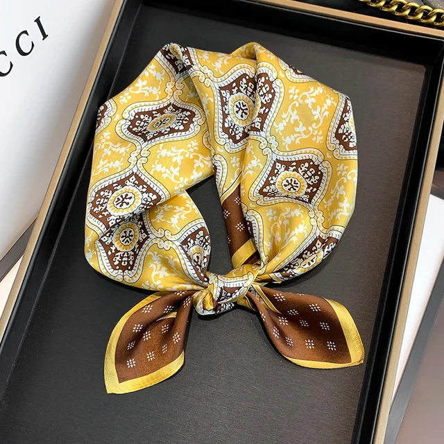 Scarf 100% Silk Bandana Women Square Scarves Wrap Kerchief Mulberry Spring Fashion Luxury High Quality Headband Hijab Shawls 16202-1