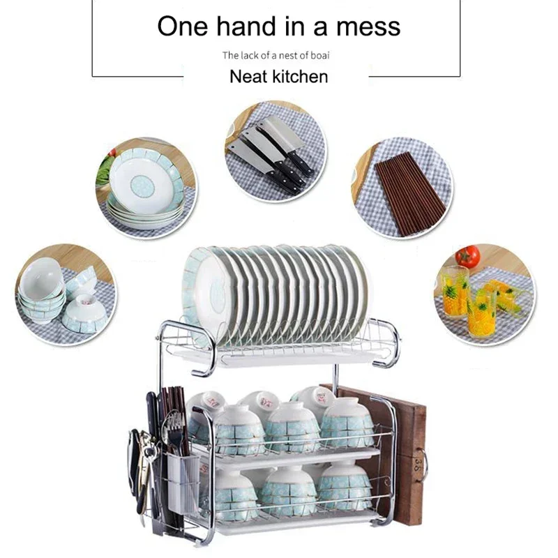 

Shelf Holder Drying Stand Organizer Sink Dish Board Cutting Tiers Drainboard Storage Rack Drainer 3 Plate Drain Kitchen