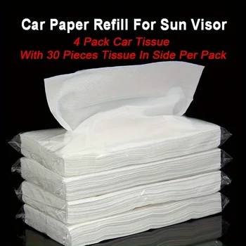 4 Pack Car Tissue With 30 Pieces Tissue In Side Per Pack For Car Tissue Box Paper Refill For Vehicle Home Bathroom Usage 1