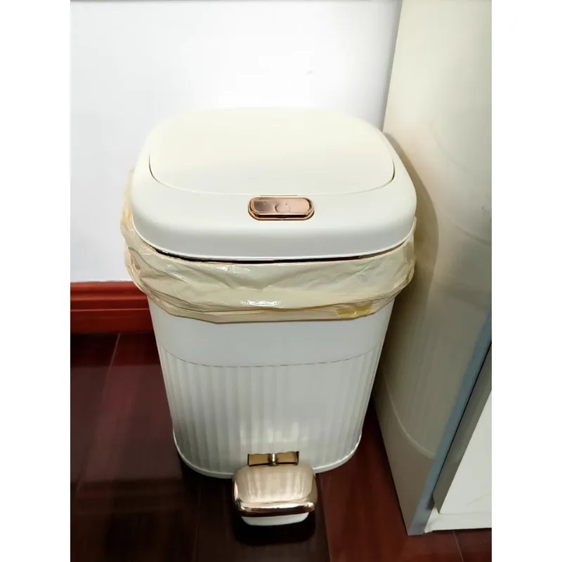 Elegant Lidded Foot-Pedal Trash Bin