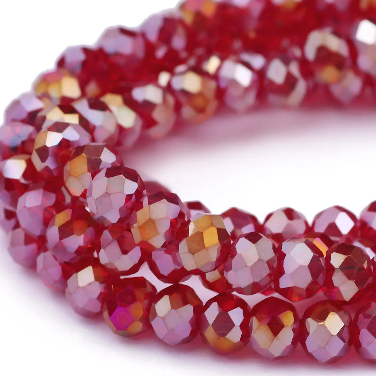 Luxurious Deep Red Austrian Crystal Glass Beads - Flat Round Loose Beads