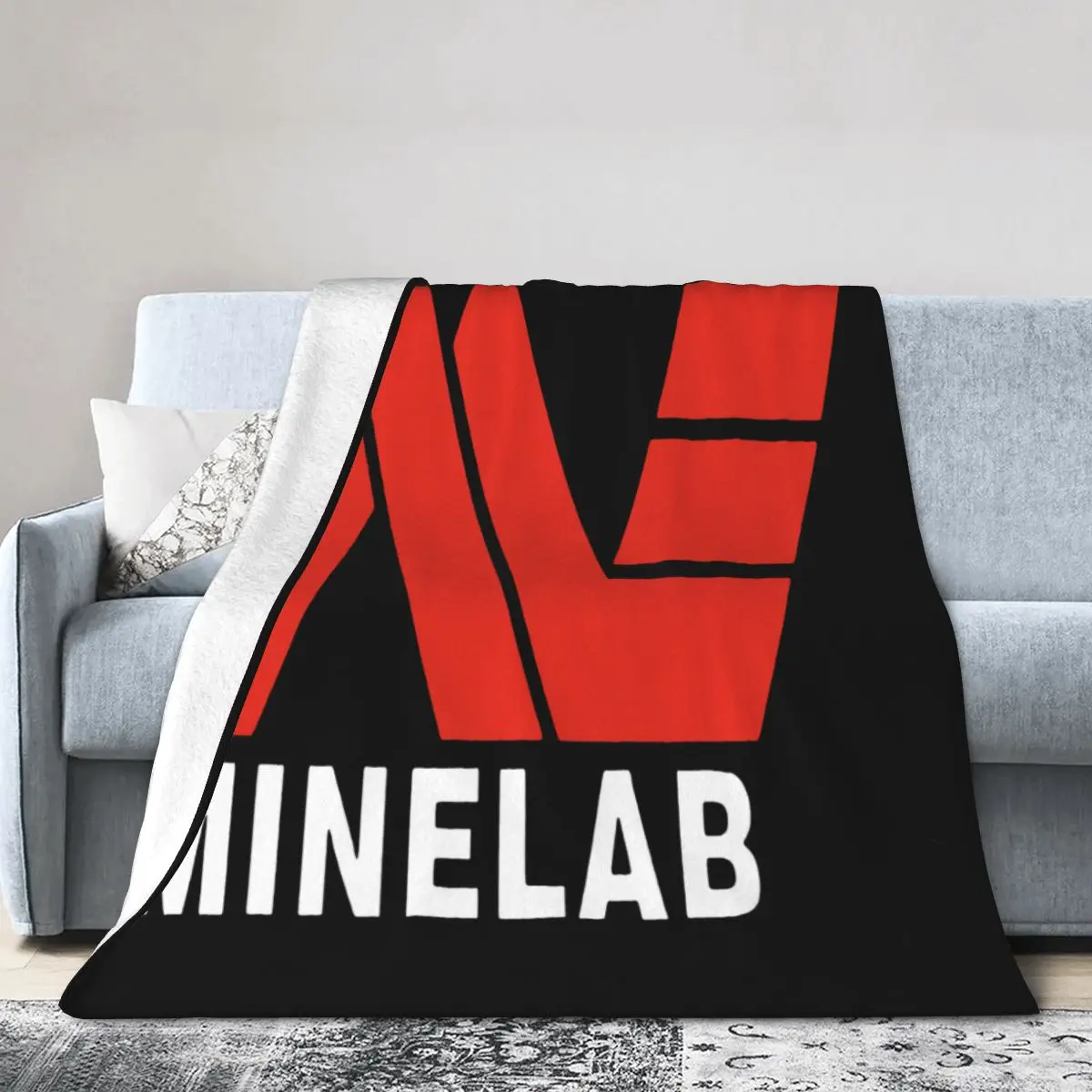 Minelab Logo Metal Detection Graphics Natural Fleece Bed Vintage Soft Bed Coperta Furry Winter Cover Anti-Pilling Minimalista