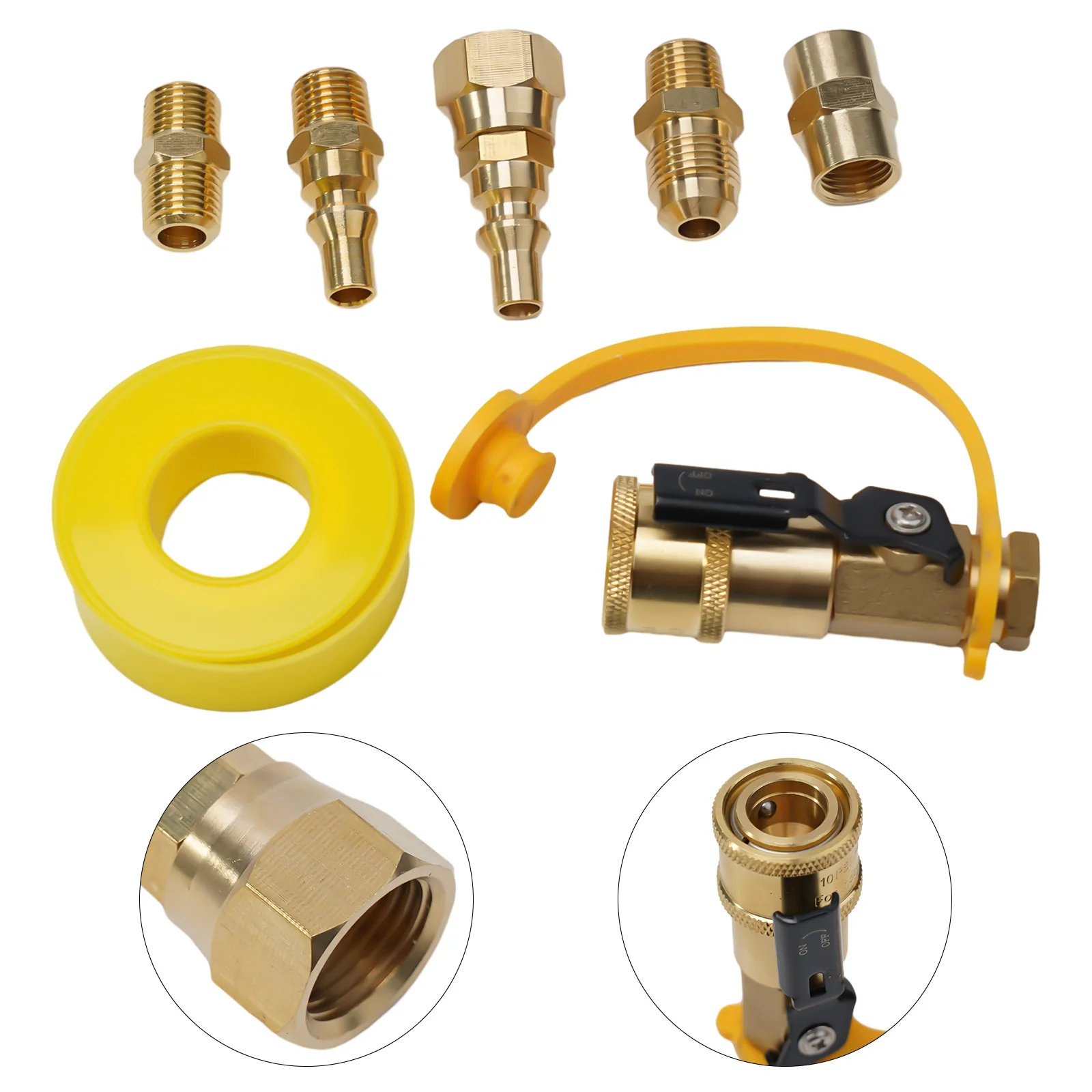 

Valve Adapter Quick Connect Brass For Gas Appliances Low Voltage 1/4\\\" 7 Pcs Anti Corrosion Excellent Service Life