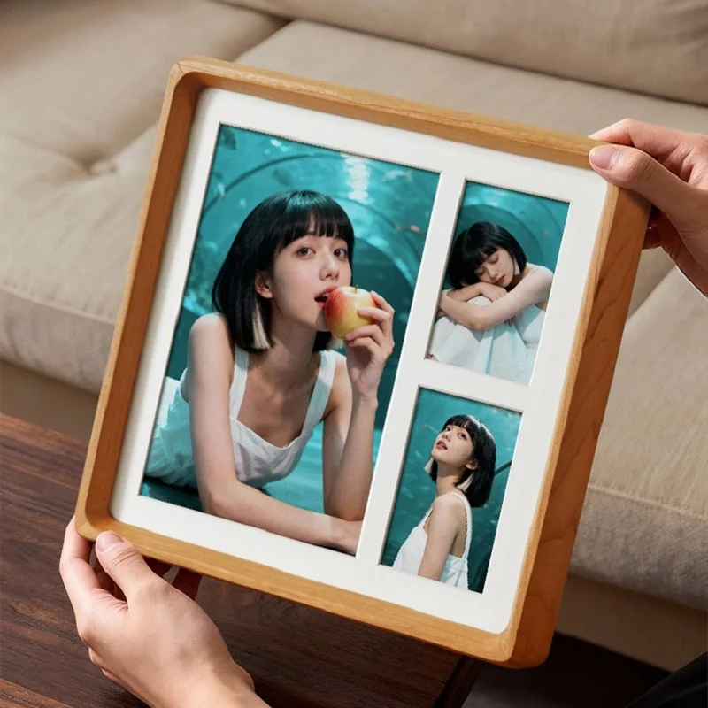 Cornice Fotografica in Legno Premium a 9 Scomparti - Cornice Creativa Fai-da-Te per Coppie, Ricordi di Matrimonio e Decorazione Casa - immagine 4