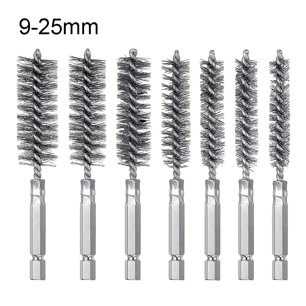 Wire Brush Steel Bore Twisted Stainless Steel Cleaning With Handle 1/4 Inch Hex Shank For Power Drill Impact Driver wire brush stainless steel wire brush drill brush power scrubber drill brush